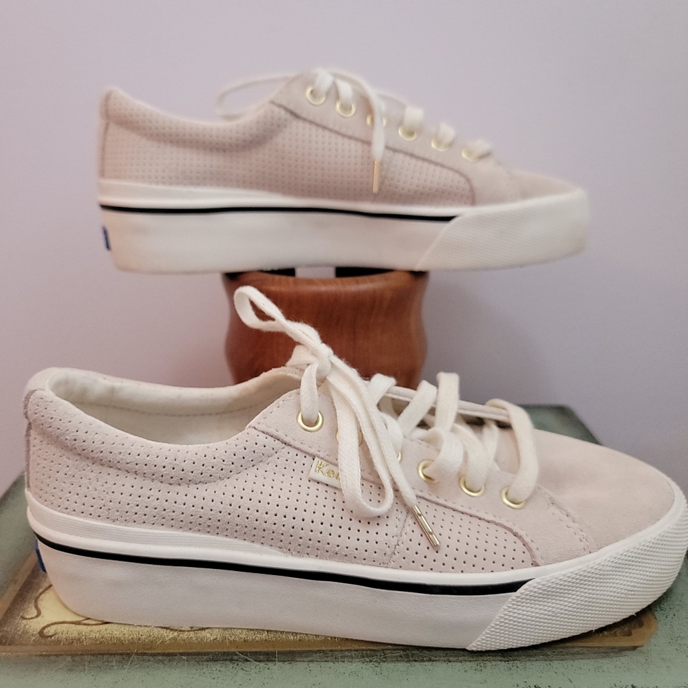 Keds Light Tan Suede Platform Sneakers Size 7 - Picture 3 of 9